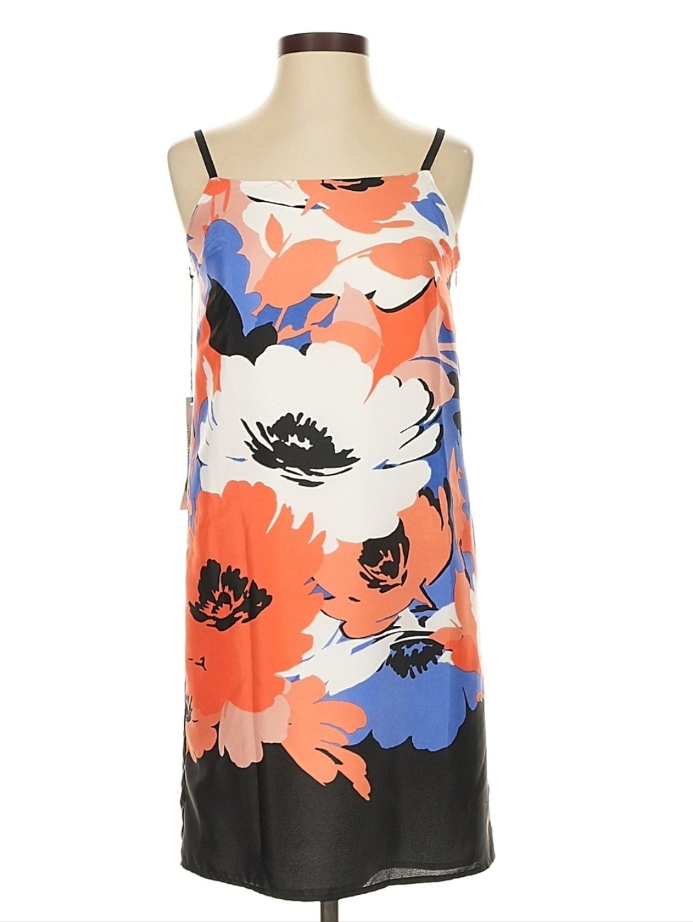 Susana Monaco  Floral Slip Dress Orange Blue Black 100% Polyester Size 2